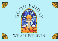 Good Friday Stained Glass Postcard Image Preview