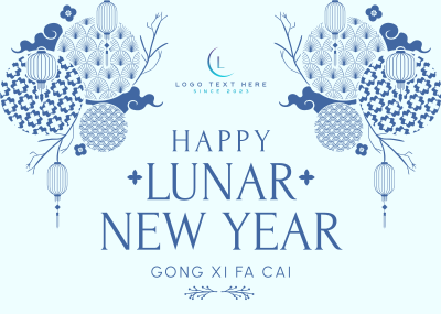 Beautiful Ornamental Lunar New Year Postcard Image Preview