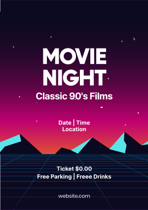 Retro Movie Night Flyer Image Preview