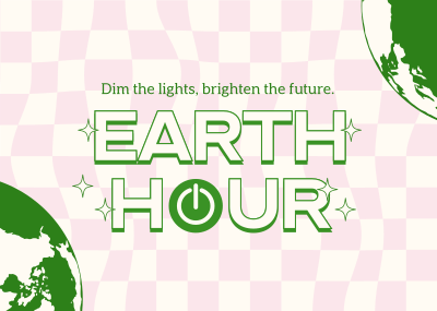 Earth Hour Retro Postcard Image Preview
