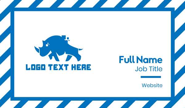 Blue Rhino Pixel Business Card Design Image Preview