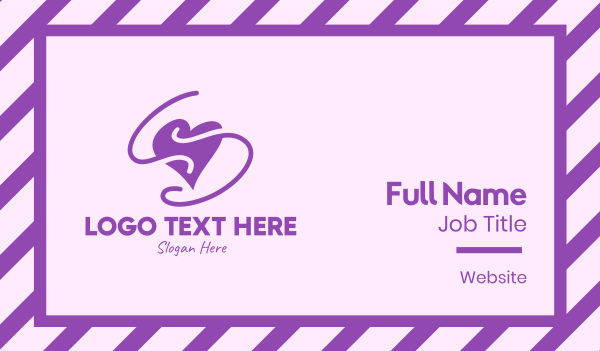 Purple Heart Squiggle Business Card Design Image Preview