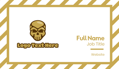 Gold Cyborg Skull Business Card