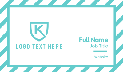 Turquoise Shield Letter K Business Card