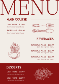 Floral Bloom Diner Menu Preview