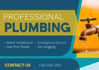 Modern Professional Plumbing Postcard Image Preview