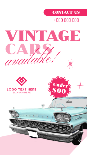 Vintage Cars Available Instagram story Image Preview