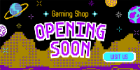 Pixel Space Shop Opening Twitter Post Design