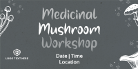 Monoline Mushroom Workshop Twitter Post Design