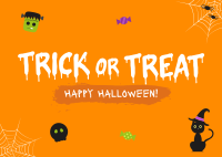 Cute Trick or Treat Postcard Image Preview