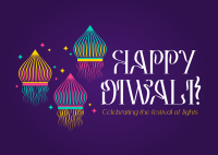 Diwali Floating Lanterns Postcard Image Preview