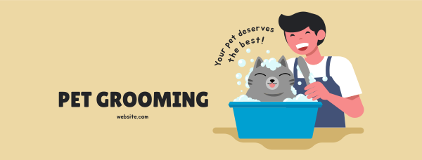 Grooming Cat Facebook Cover Design Image Preview