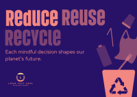 Reduce Reuse Recycle Waste Management Postcard Image Preview