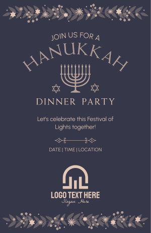 Floral Hanukkah Invitation Image Preview