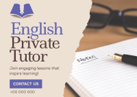 Minimalist English Tutor Postcard Design