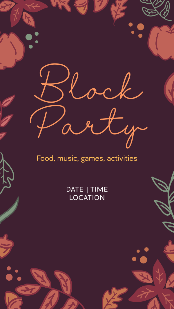 Autumn Block Party Facebook Story Design Image Preview