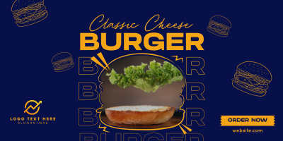Cheese Burger Restaurant Twitter post Image Preview