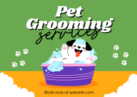 Dog Bath Grooming Postcard Image Preview