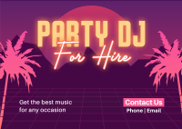 Synthwave DJ Party Service Postcard Image Preview