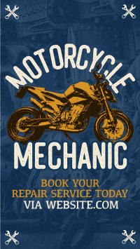 Retro Motorcycle Mechanic YouTube short Image Preview
