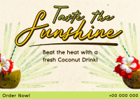 Sunshine Coconut Drink Postcard Design