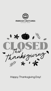 Closed for Thanksgiving TikTok Video Image Preview