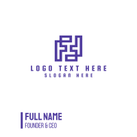 Purple Letter F Square Business Card Design