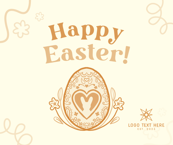 Floral Egg with Easter Bunny Facebook Post Design Image Preview