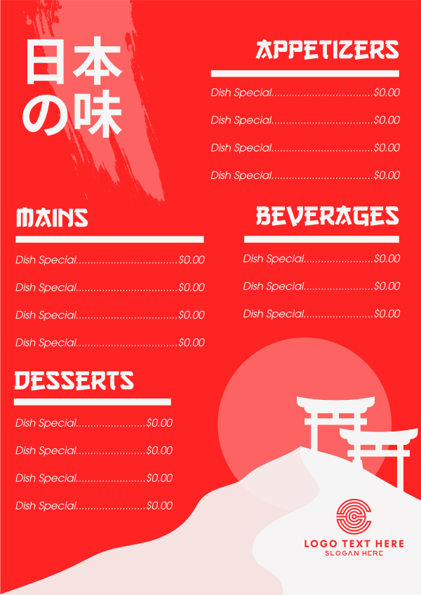 Rising Sun Menu Design Image Preview