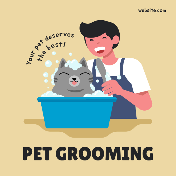 Grooming Cat Instagram Post Design Image Preview