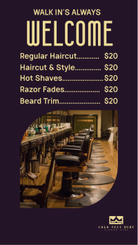 Barber Shop Price List Instagram Story Design