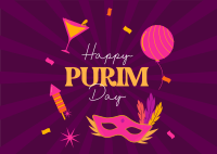 Purim Celebration Postcard Design