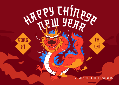 Chinese Dragon Year Postcard Image Preview