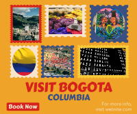 Travel to Colombia Postage Stamps Facebook Post Design