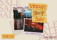 Retro Vintage Shop Sale Postcard Preview