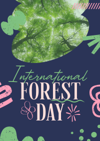 Doodle Shapes Forest Day Flyer Design
