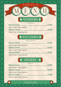 Vintage Asian Menu Menu Design