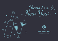 New Year Cheers Postcard Design
