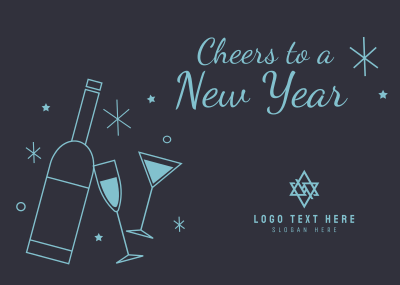 New Year Cheers Postcard Image Preview