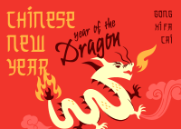 Playful Chinese Dragon Postcard Image Preview