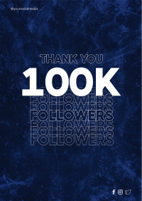 Blue Grunge 100k Followers Flyer Image Preview