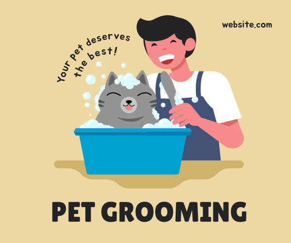 Grooming Cat Facebook Post Design Image Preview