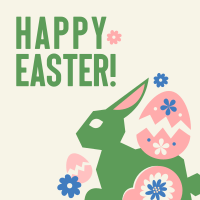 Floral Easter Bunny  Instagram Post Design