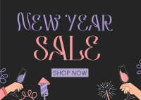 New Year Celebration Sale Postcard Design