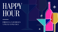 Retro Happy Hour Facebook Event Cover Design