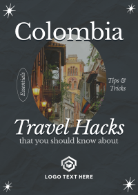 Modern Nostalgia Colombia Travel Hacks Poster Design