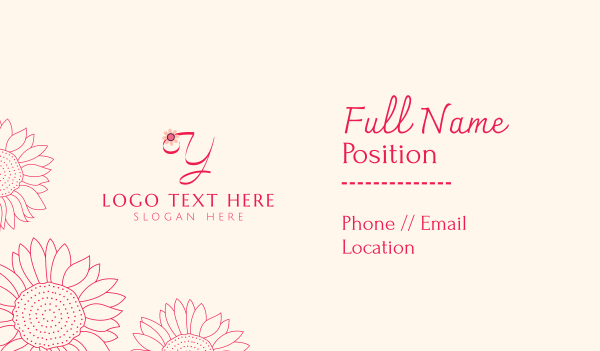 Dainty Sunflower Business Card Design Image Preview