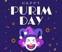 Purim Carnival Jester Facebook Post Design
