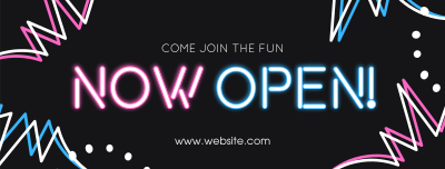 Now Open Neon Lights Facebook cover Image Preview