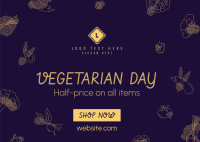 Vegetarian Day Sale Postcard Design